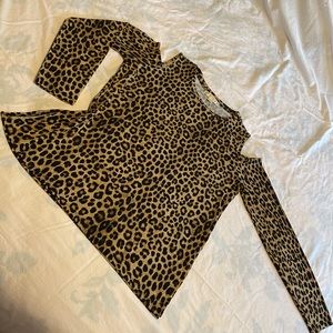 MICHAEL Michael Kors Cheetah-Print Knit Cold Shoulder Top - Excellent Condition
